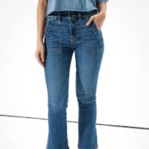 AE high rise kick crop jeans 2 Long